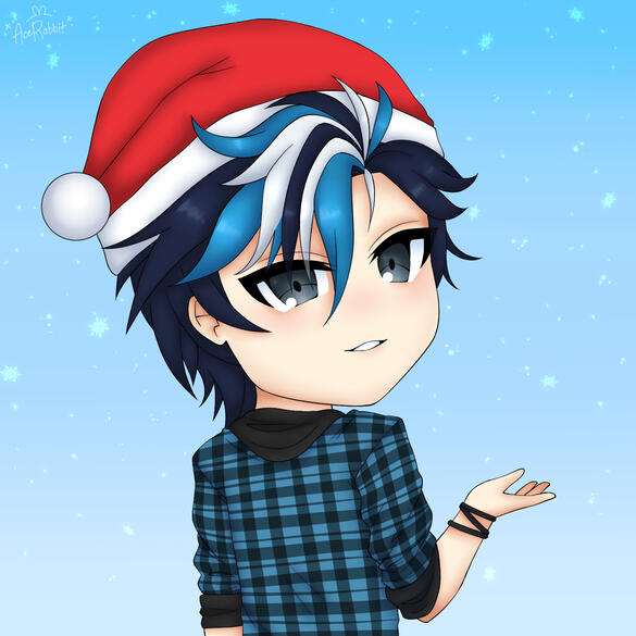 Christmas BlueCipher (Commission) Chibi, Basic Shading, Simple Background