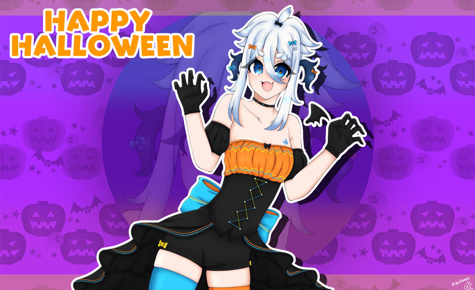 "Happy Halloween!" Halfbody, Basic Shading, Basic Background